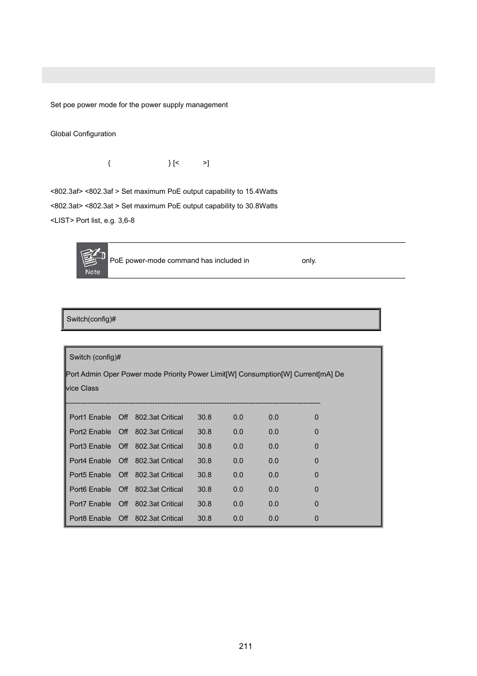 Poe power-mode | PLANET FGSD-1022 User Manual | Page 211 / 226