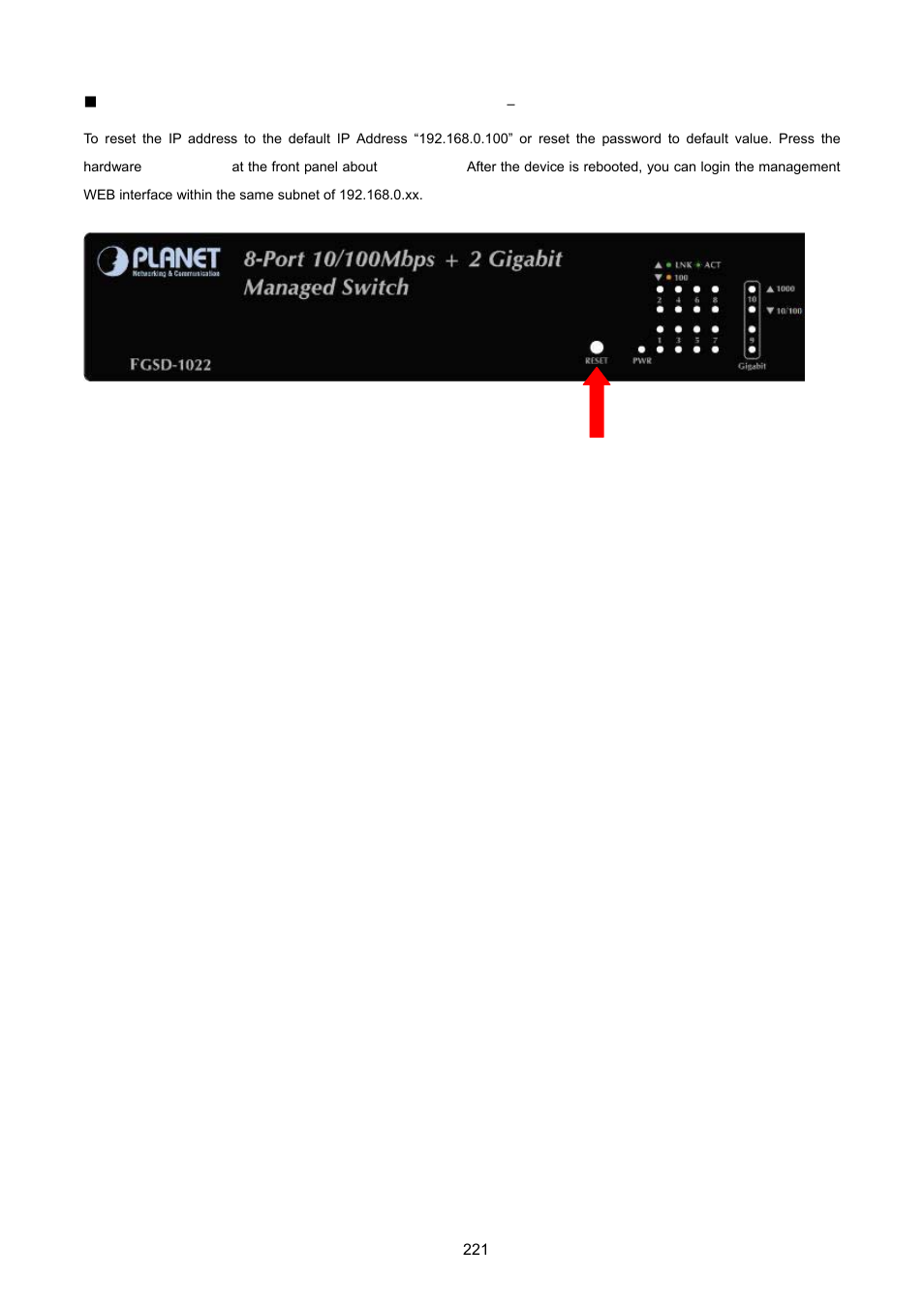 PLANET FGSD-1022 User Manual | Page 221 / 226