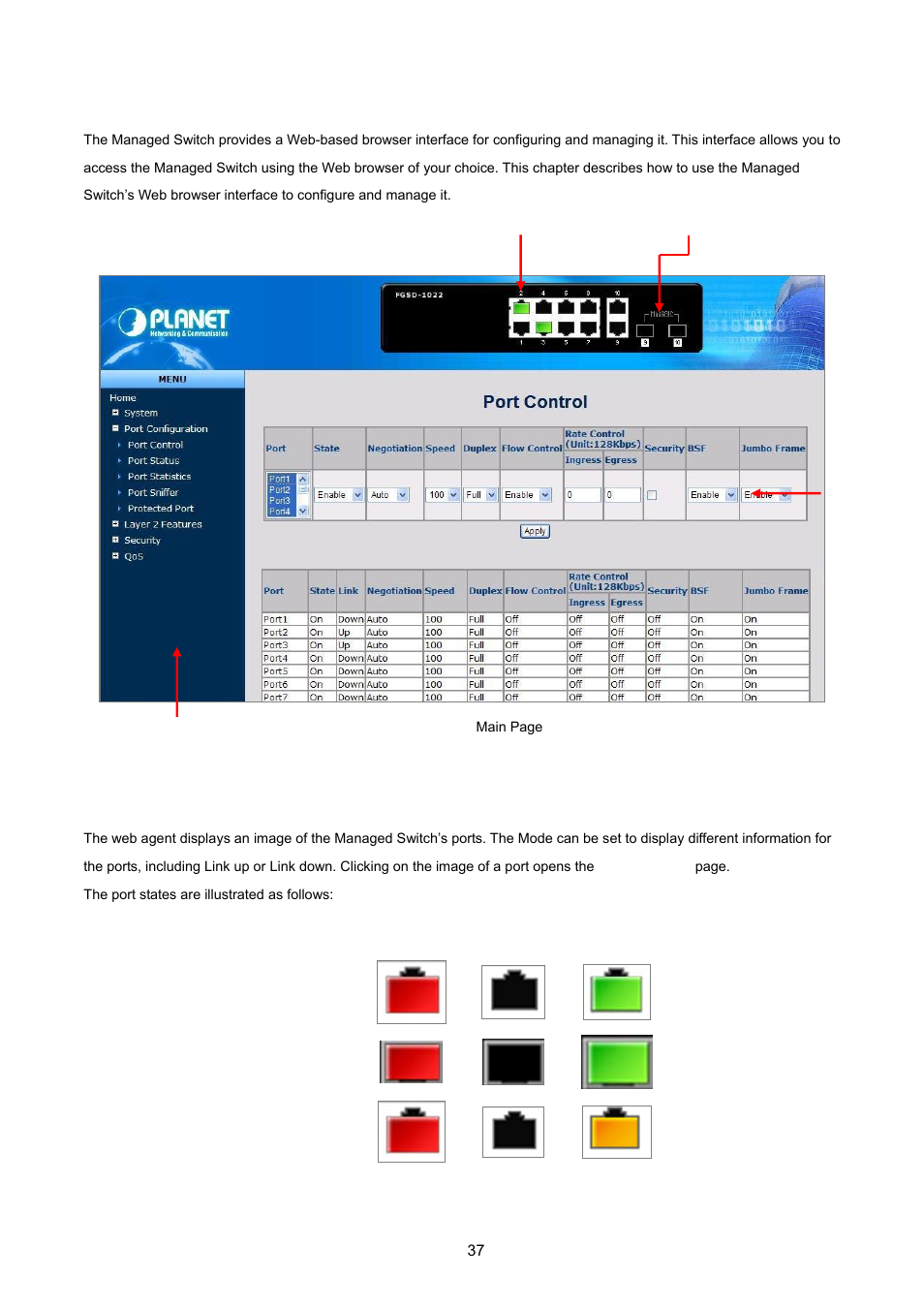 3 main web page | PLANET FGSD-1022 User Manual | Page 37 / 226