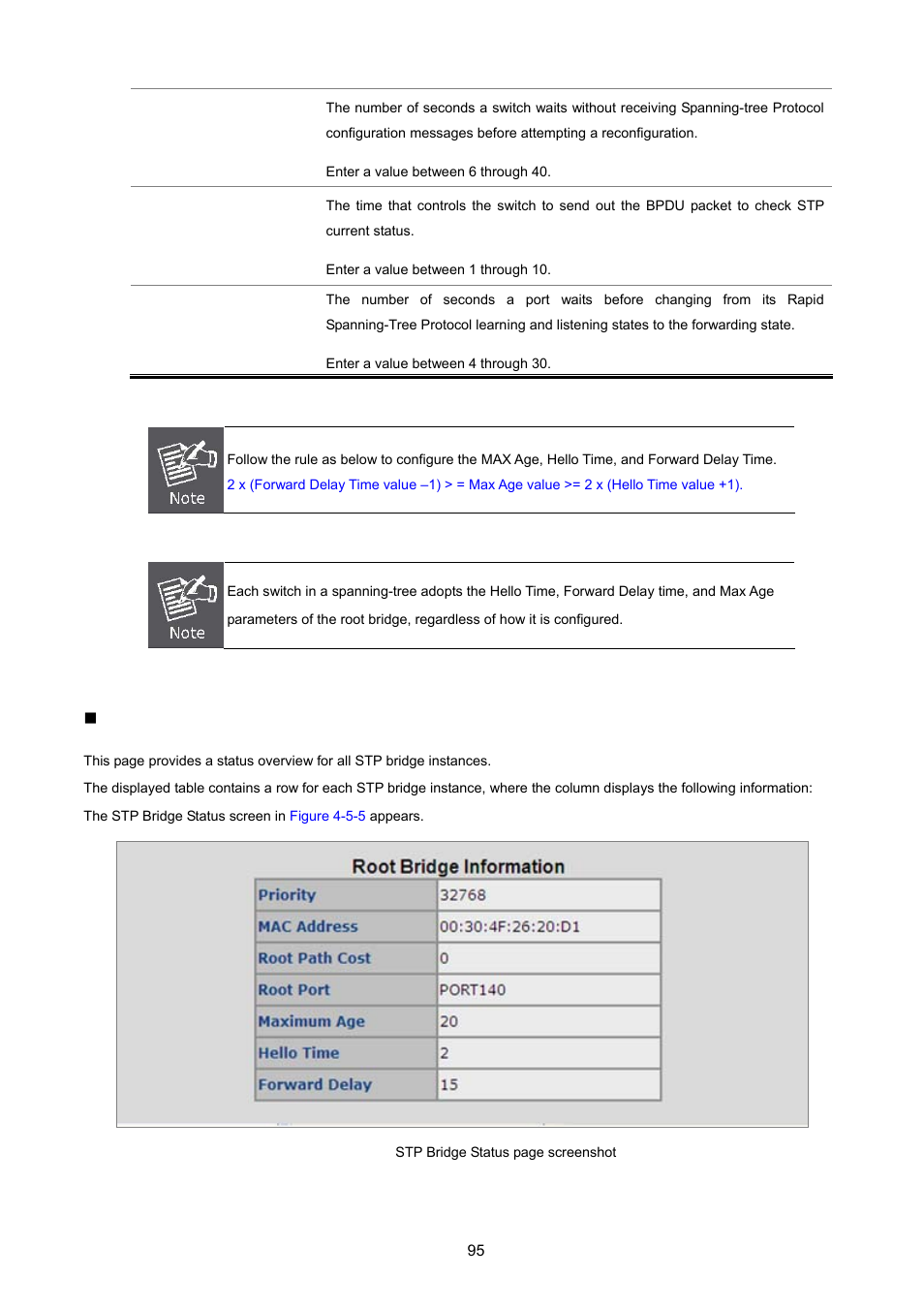 Root bridge information | PLANET FGSD-1022 User Manual | Page 95 / 226