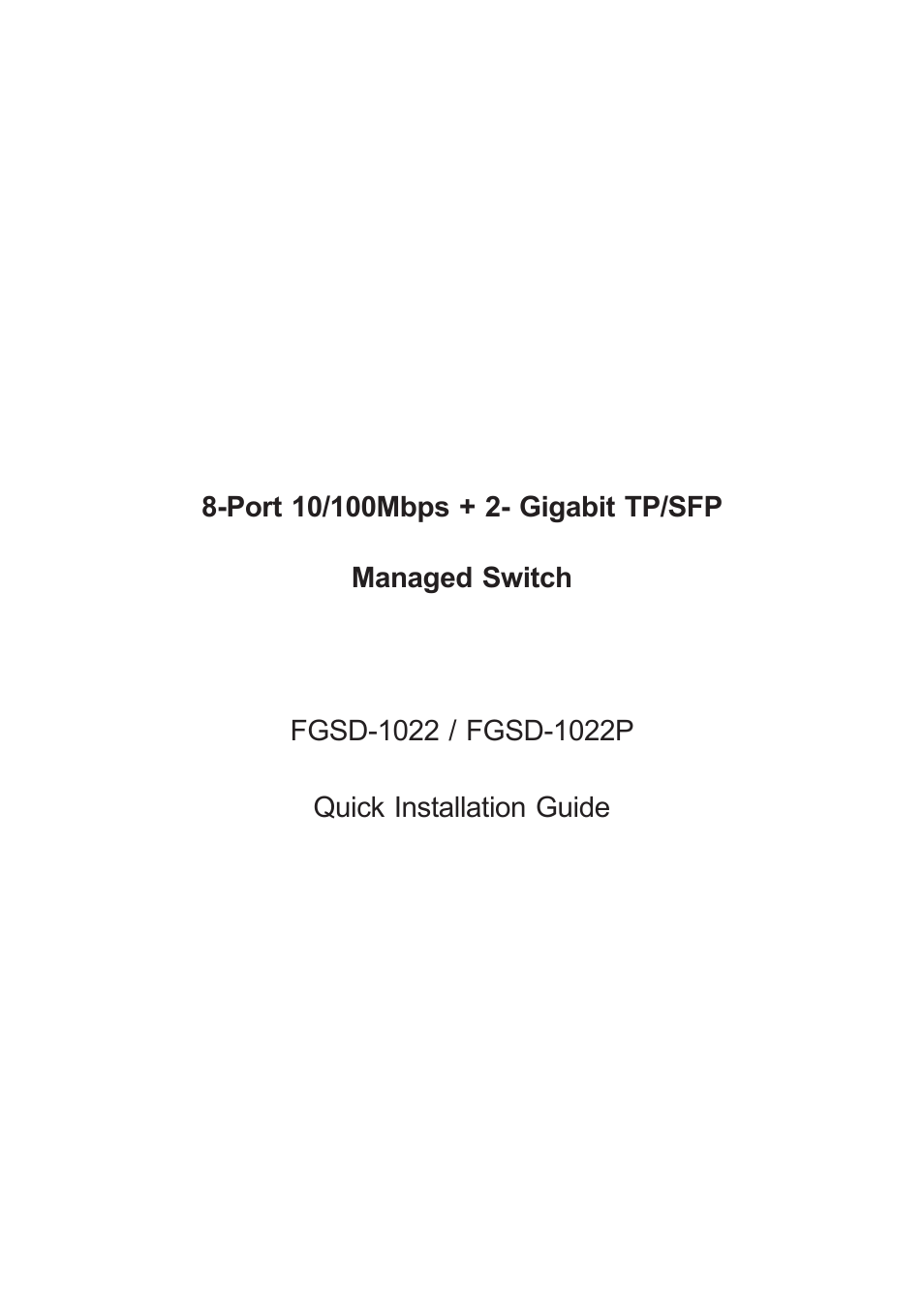 PLANET FGSD-1022 User Manual | 12 pages