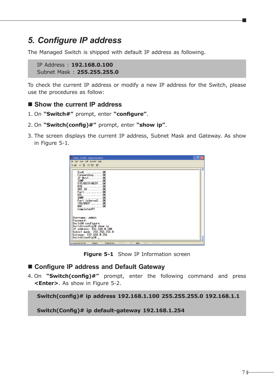 Configure ip address | PLANET FGSD-1022 User Manual | Page 7 / 12