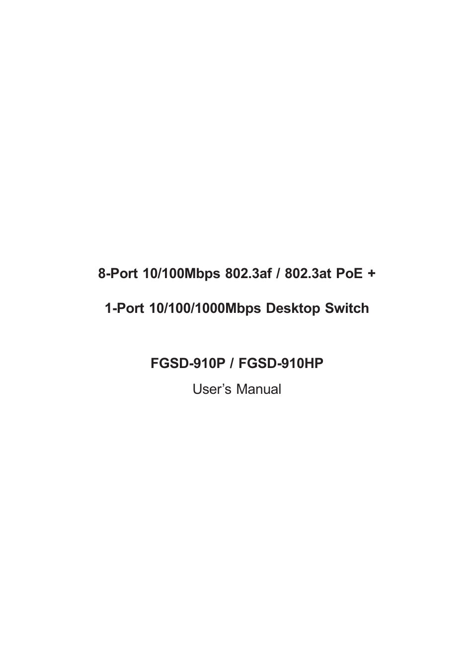 PLANET FGSD-910HP User Manual | 28 pages