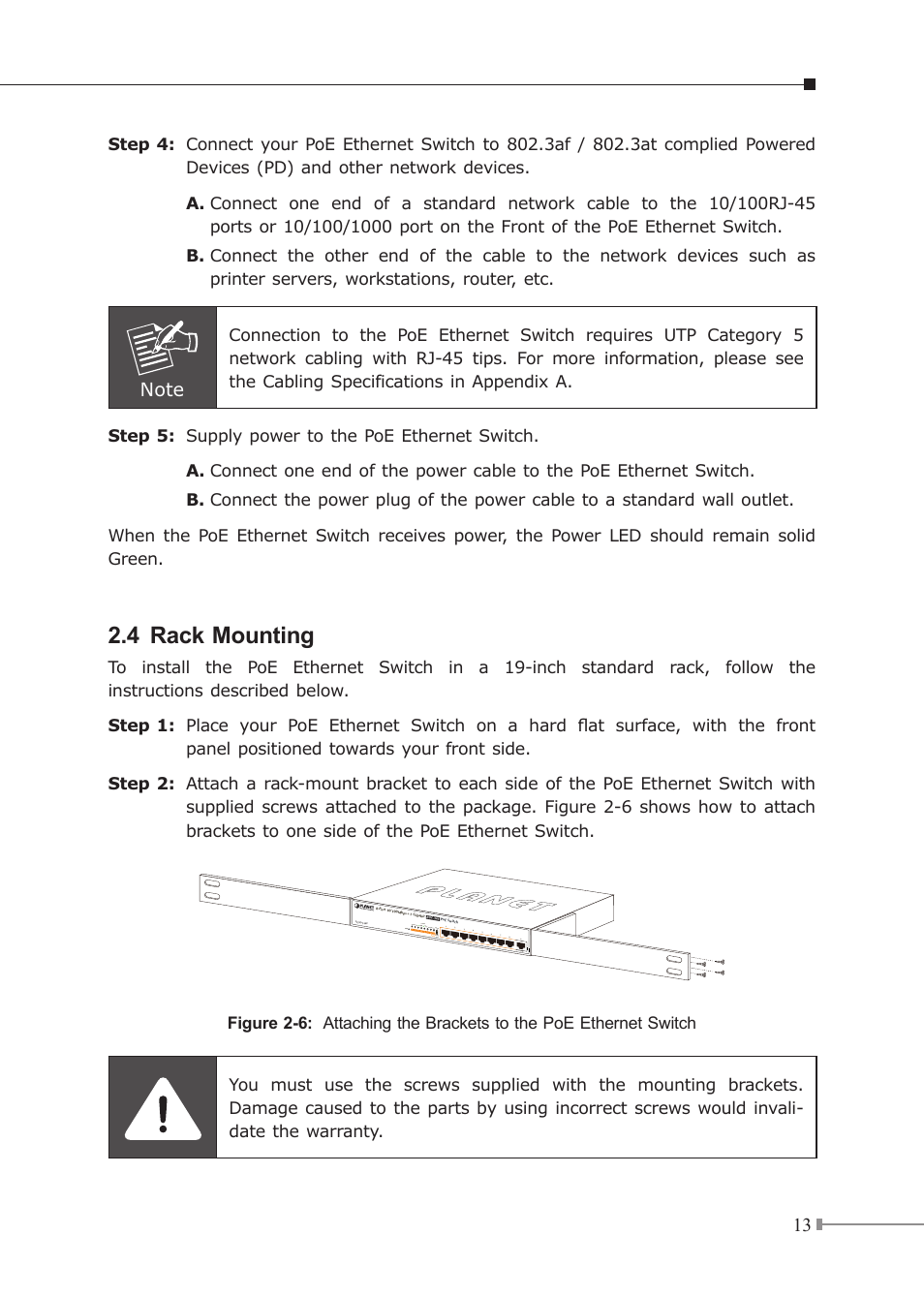 4 rack mounting | PLANET FGSD-910HP User Manual | Page 13 / 28