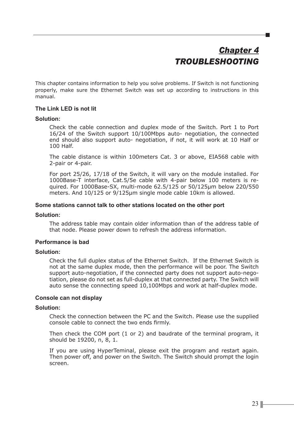 Chapter 4 troubleshooting | PLANET FGSW-1602RS User Manual | Page 25 / 30