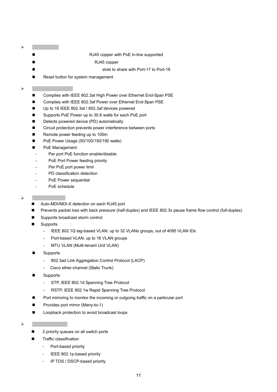 4 product features | PLANET FGSW-1816HPS User Manual | Page 11 / 105