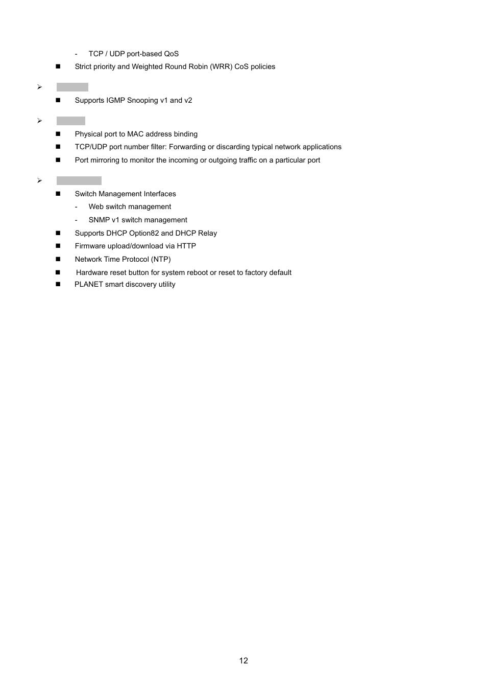 PLANET FGSW-1816HPS User Manual | Page 12 / 105