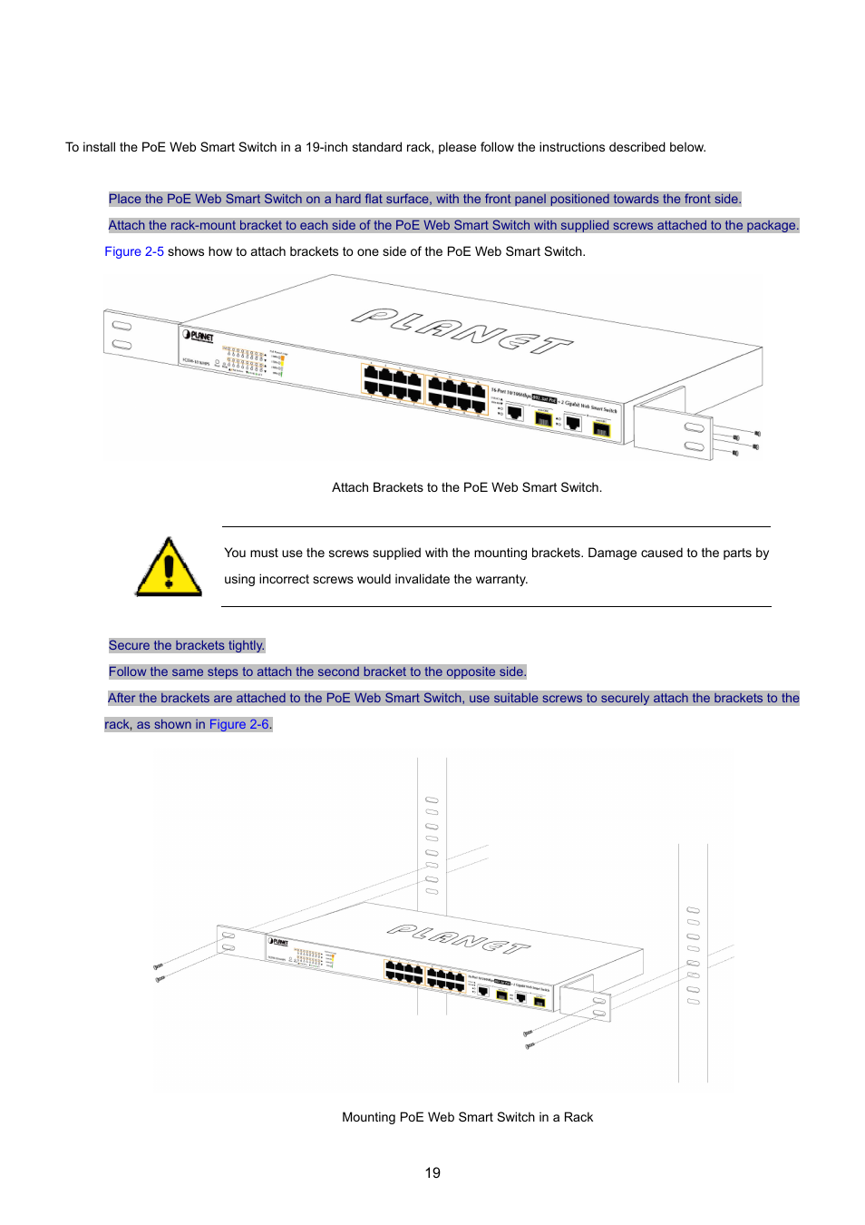 2 rack mounting | PLANET FGSW-1816HPS User Manual | Page 19 / 105