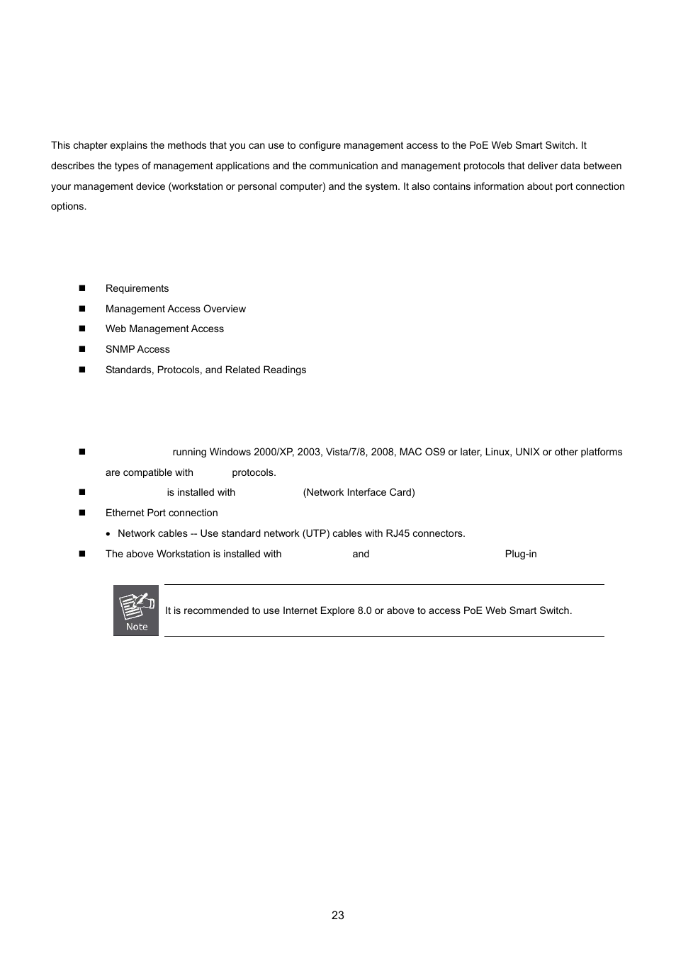 Switch management, 1 requirements | PLANET FGSW-1816HPS User Manual | Page 23 / 105
