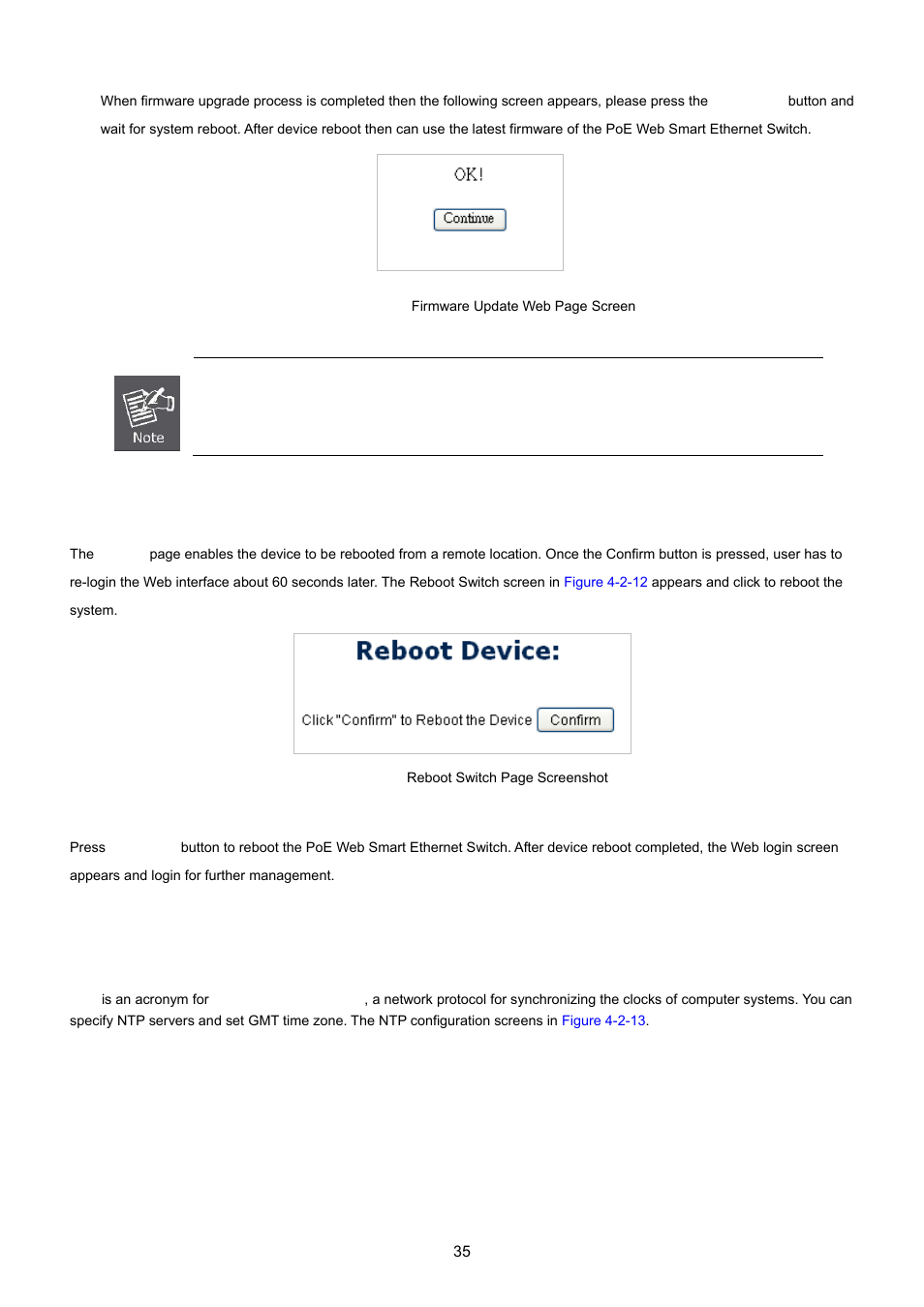 6 reboot, 7 ntp setting | PLANET FGSW-1816HPS User Manual | Page 35 / 105