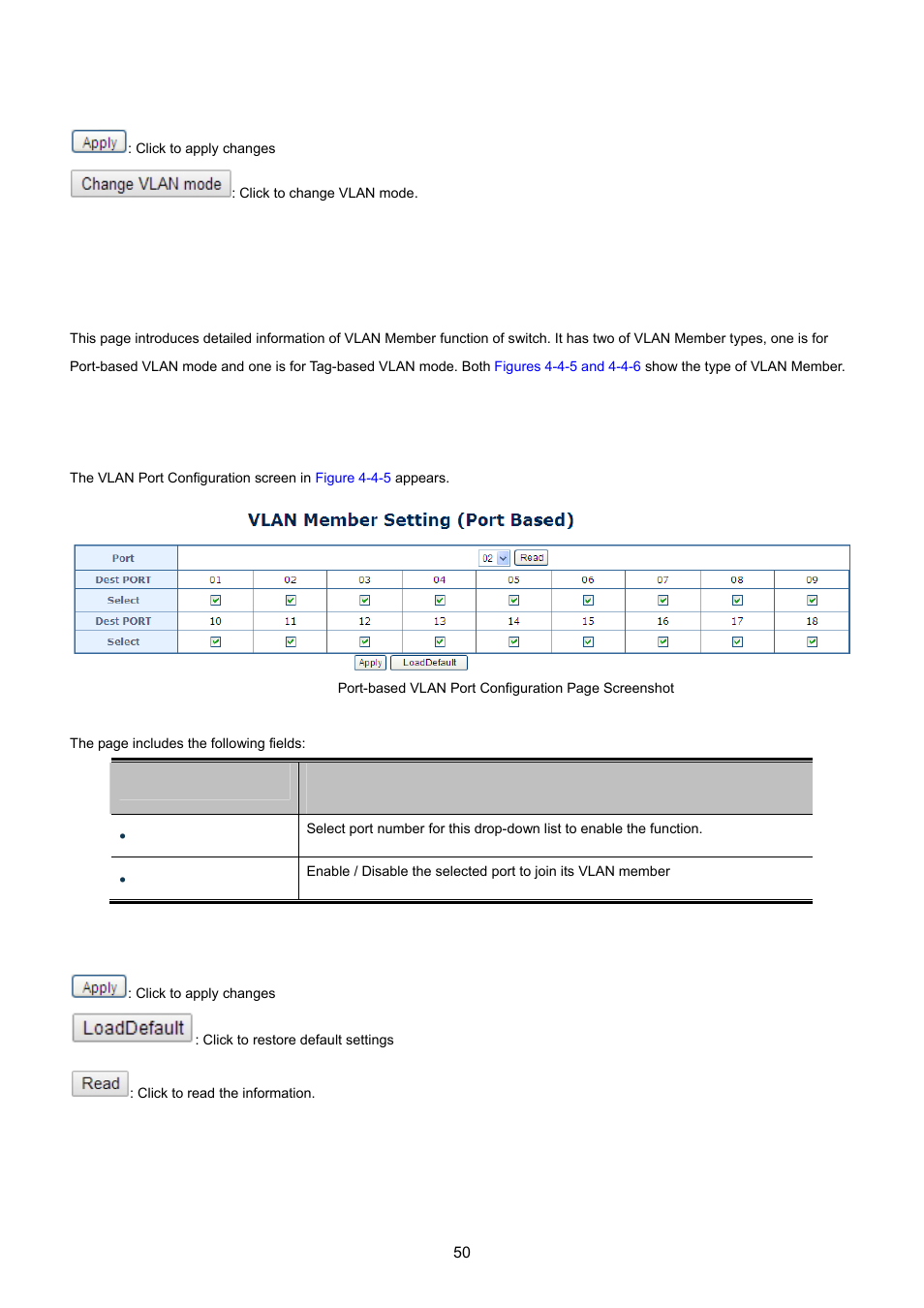 3 vlan port configuration, 1 port-based vlan mode | PLANET FGSW-1816HPS User Manual | Page 50 / 105