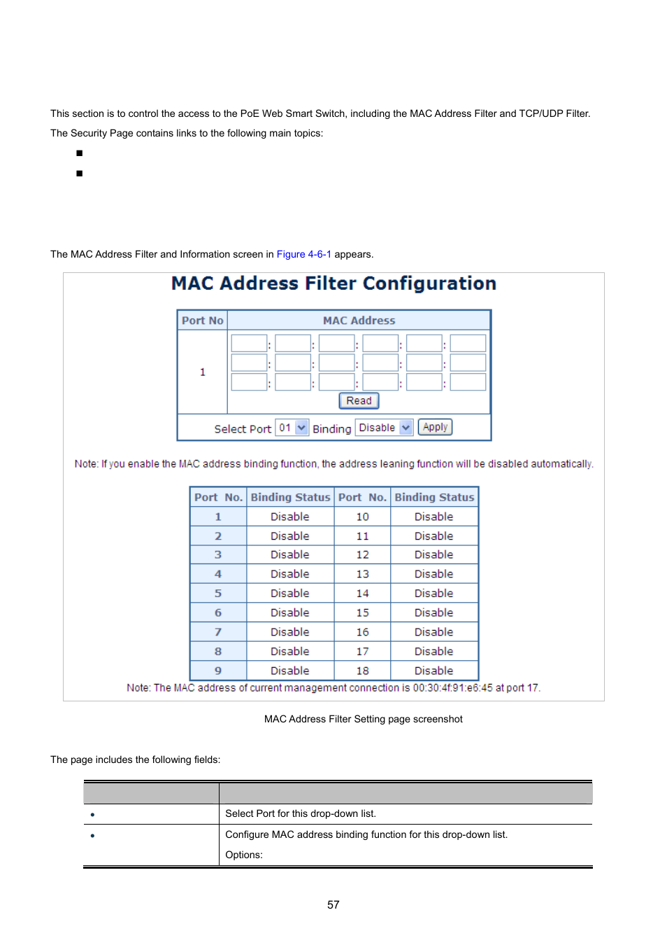 6 security, 1 mac address filter | PLANET FGSW-1816HPS User Manual | Page 57 / 105