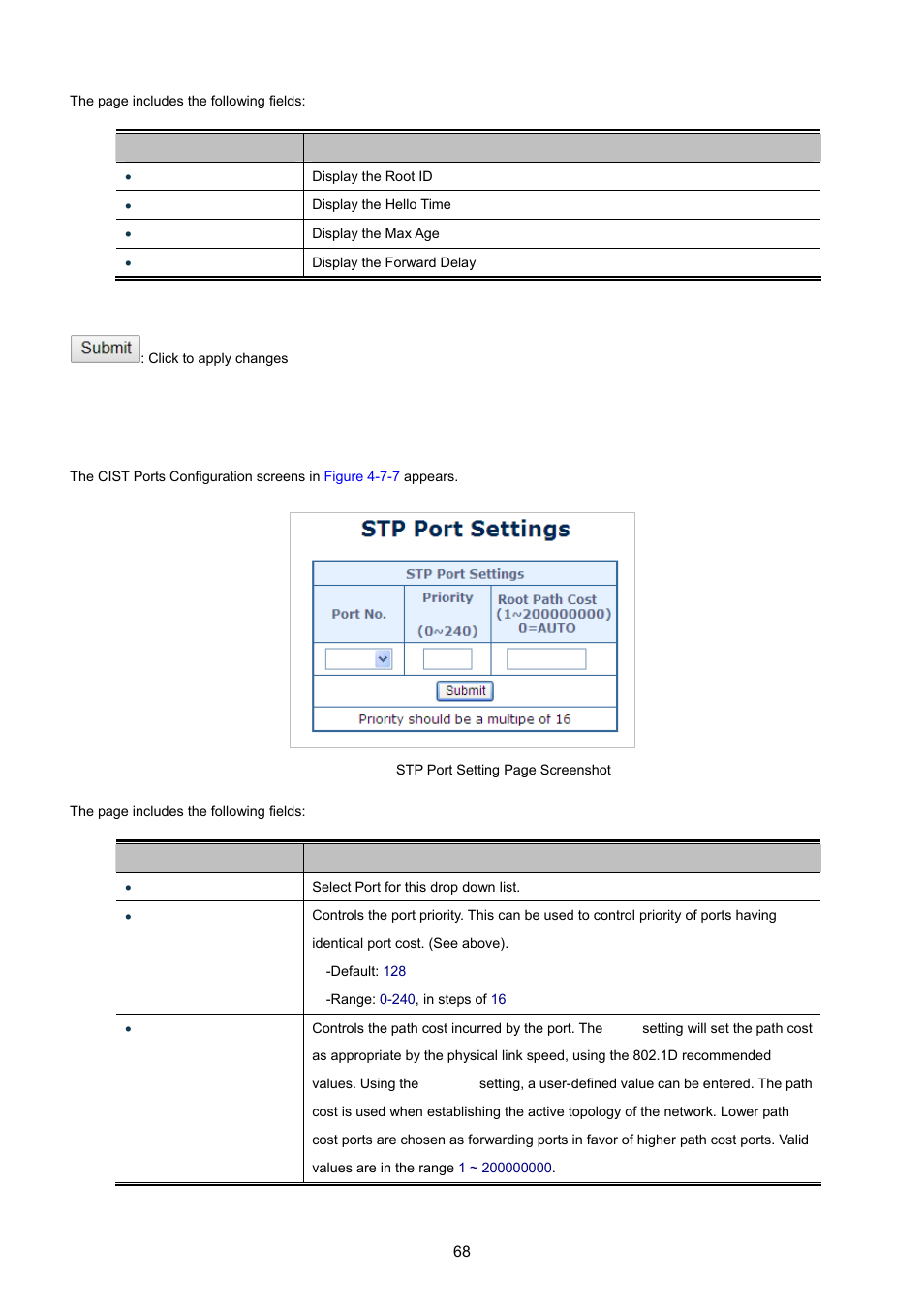 2 stp port settings | PLANET FGSW-1816HPS User Manual | Page 68 / 105