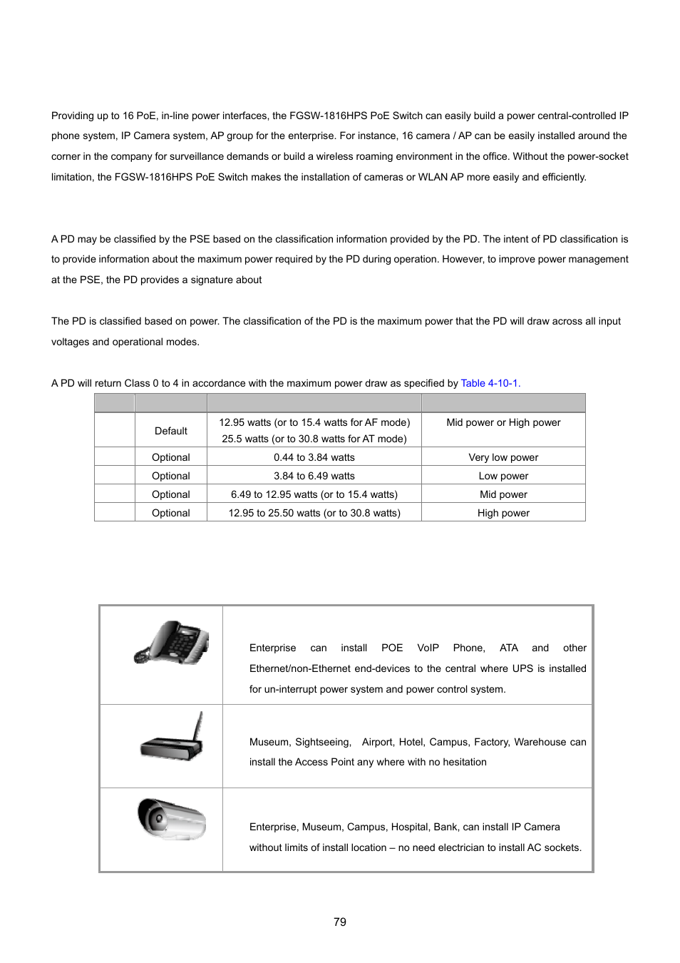 10 poe setting, 1 power over ethernet powered device | PLANET FGSW-1816HPS User Manual | Page 79 / 105