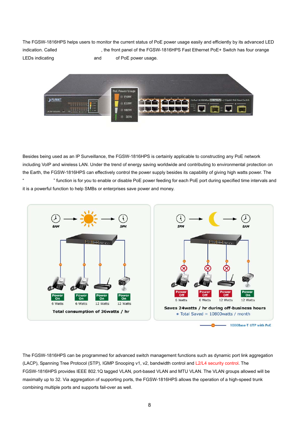 PLANET FGSW-1816HPS User Manual | Page 8 / 105