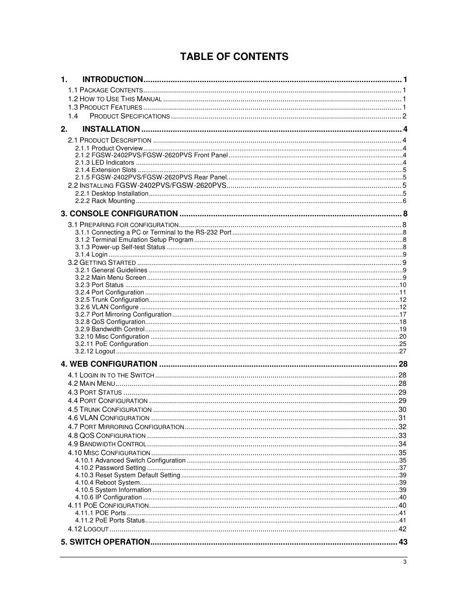 PLANET FGSW-2402PVS User Manual | Page 3 / 50