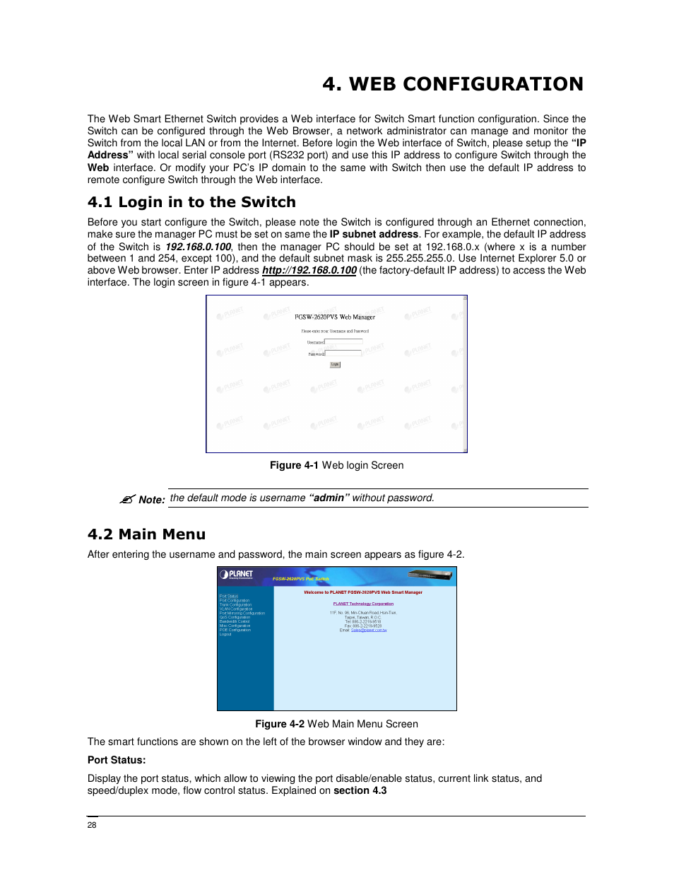 PLANET FGSW-2402PVS User Manual | Page 32 / 50