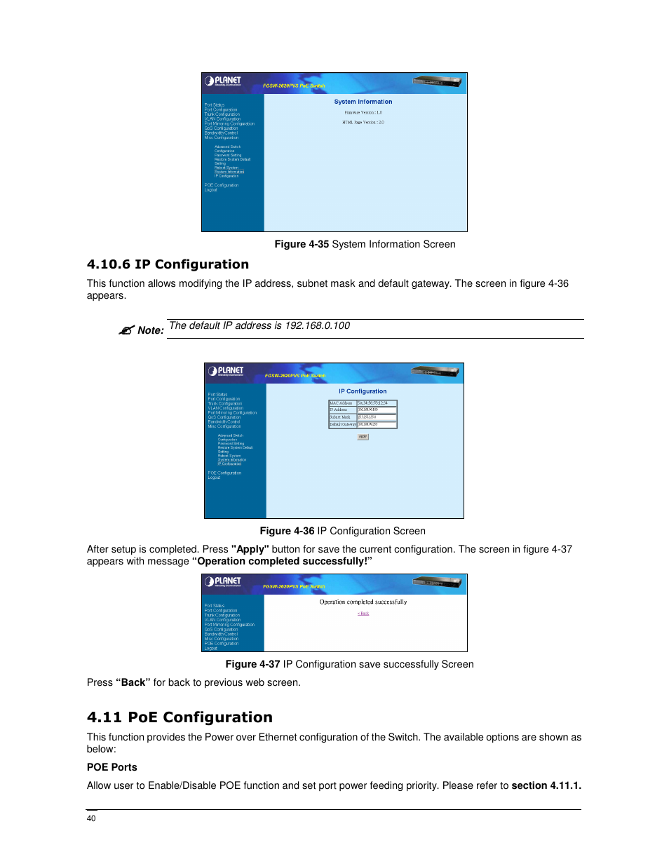 PLANET FGSW-2402PVS User Manual | Page 44 / 50