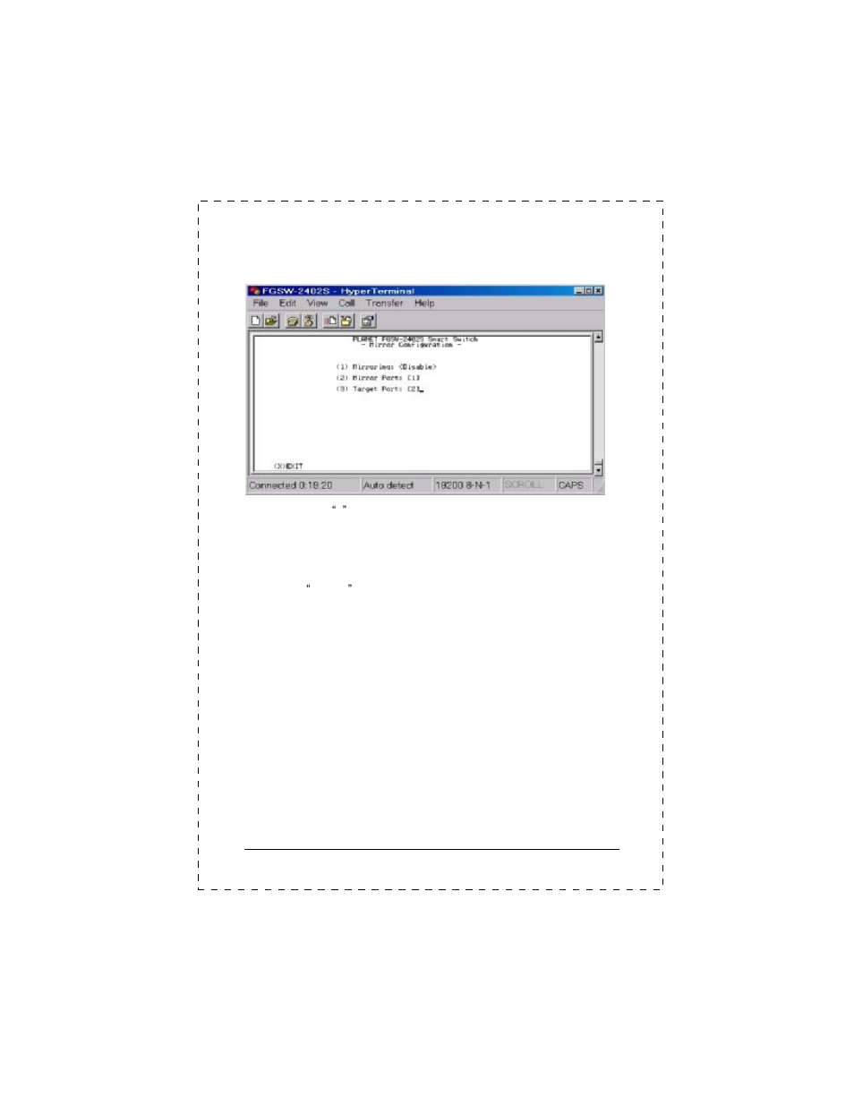 8 submenu: (6) port mirror configuration | PLANET FGSW-2402S User Manual | Page 29 / 39