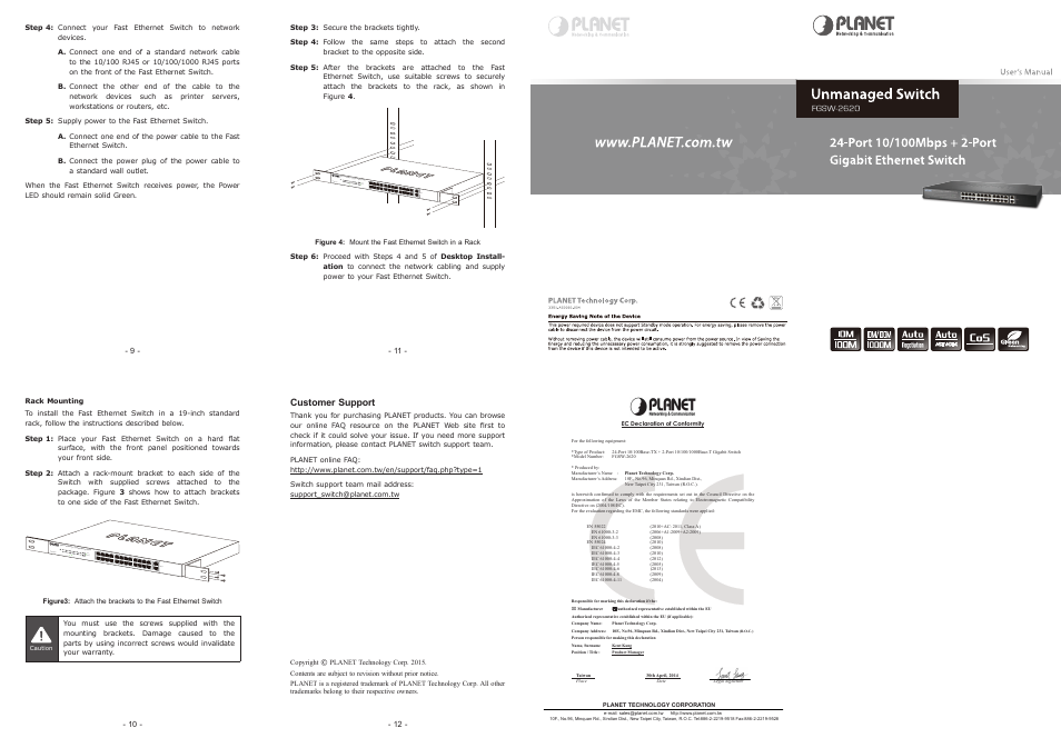 PLANET FGSW-2620 User Manual | Page 2 / 2