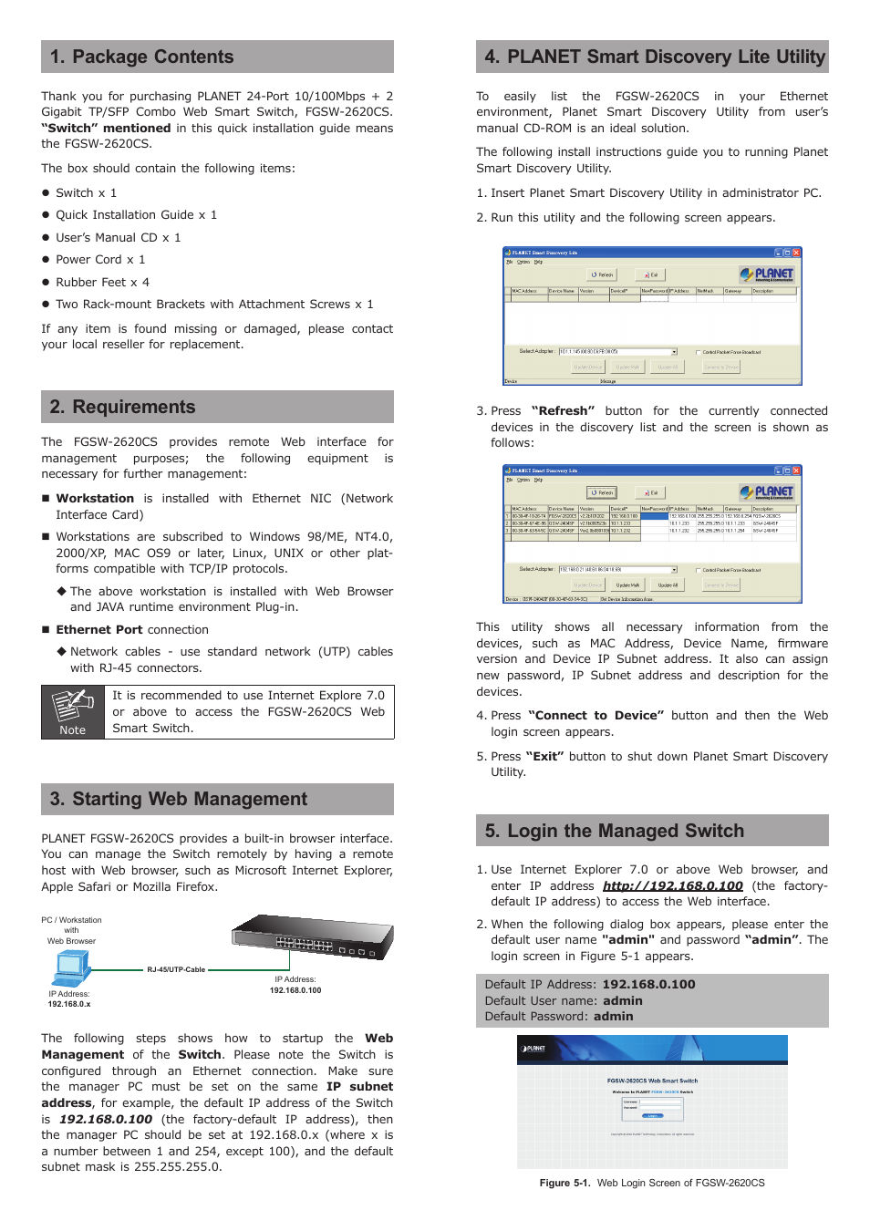 PLANET FGSW-2620CS User Manual | 2 pages