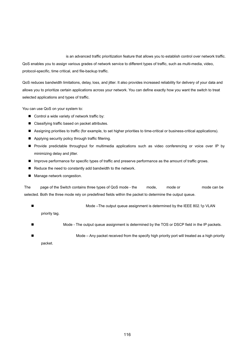 10 qos configuration, 1 understand qos | PLANET FGSW-2620VM User Manual | Page 116 / 213