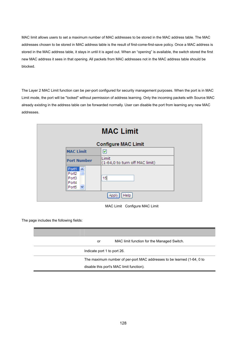 13 mac limit, 1 mac limit configuration | PLANET FGSW-2620VM User Manual | Page 128 / 213