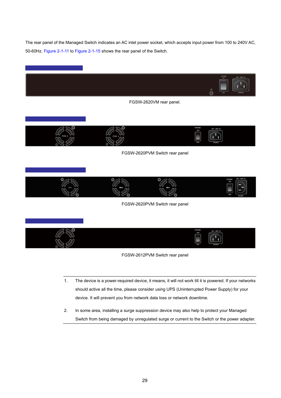 3 switch rear panel | PLANET FGSW-2620VM User Manual | Page 29 / 213