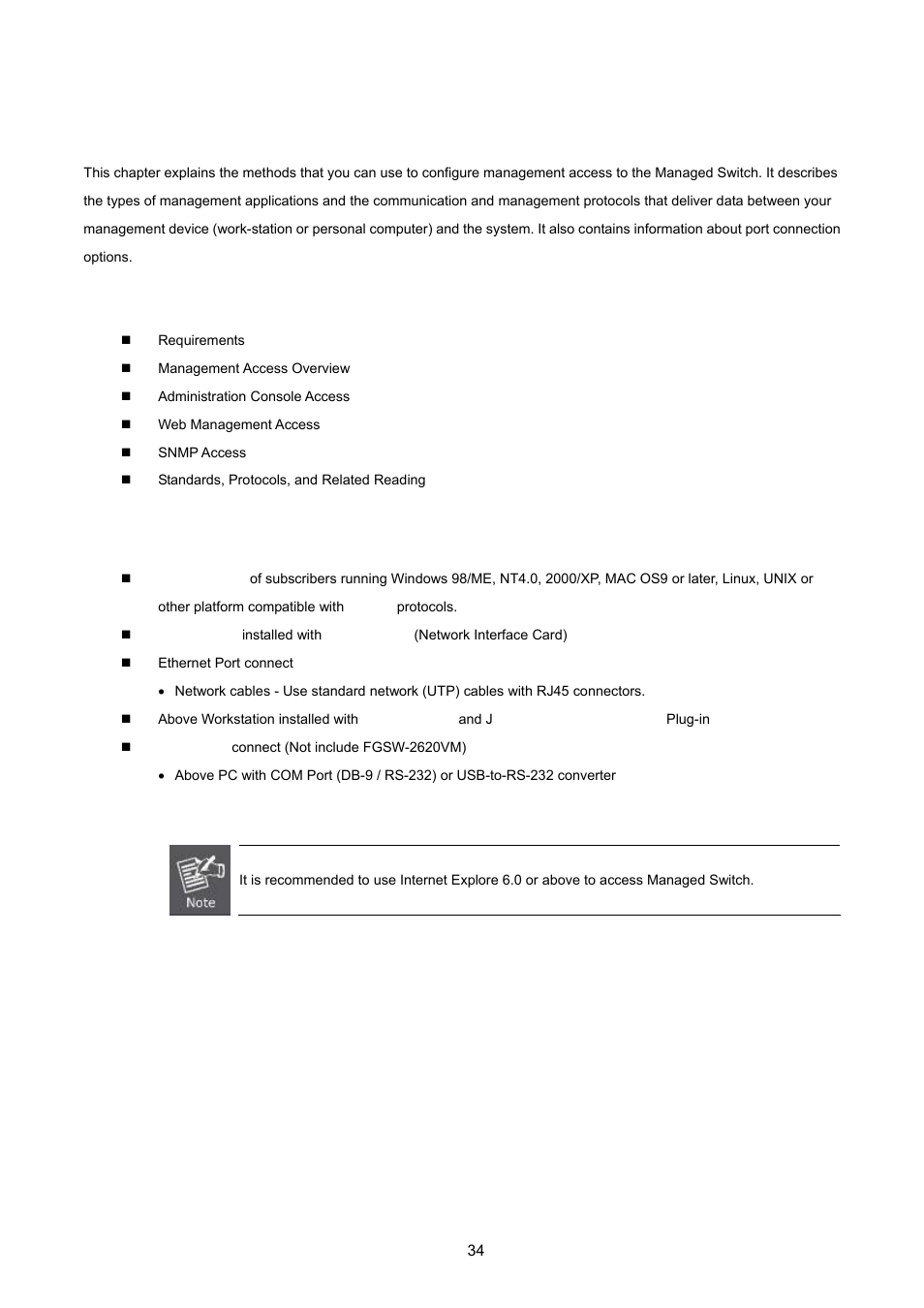Switch management, 1 requirements | PLANET FGSW-2620VM User Manual | Page 34 / 213