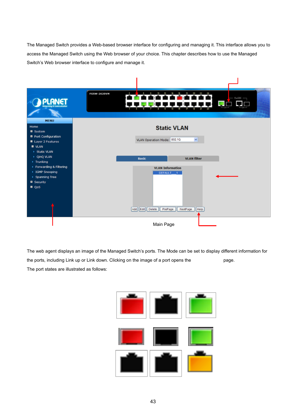 3 main web page | PLANET FGSW-2620VM User Manual | Page 43 / 213