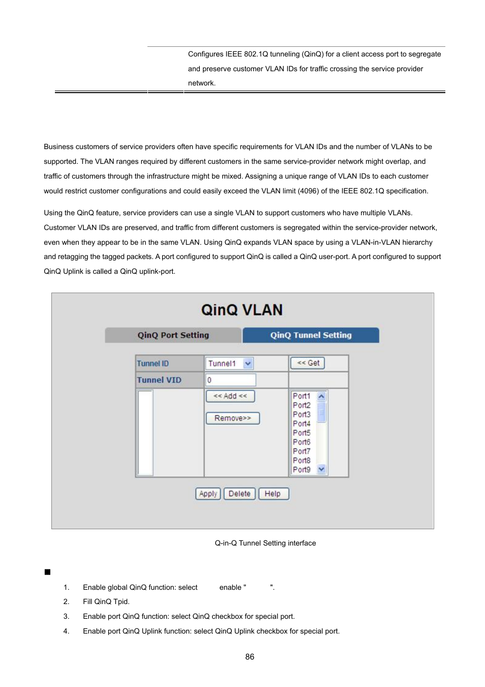 2 q-in-q tunnel setting | PLANET FGSW-2620VM User Manual | Page 86 / 213