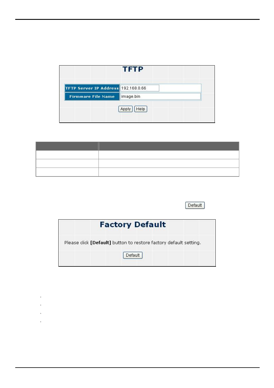 5 tftp upgrade, 6 factory default | PLANET FGSW-2620VM User Manual | Page 29 / 96
