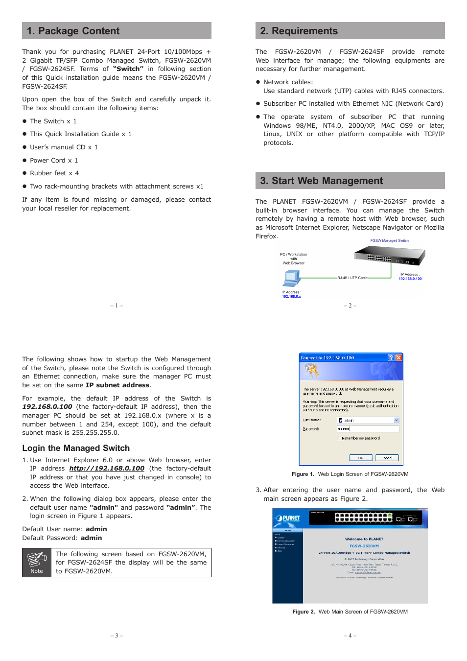 PLANET FGSW-2624SF User Manual | 2 pages