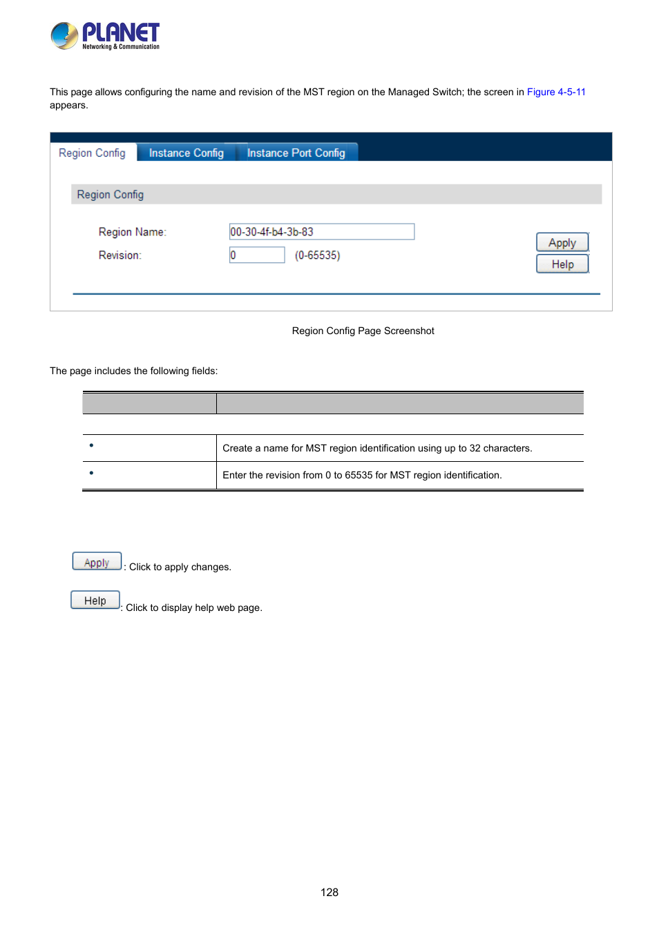 1 region config | PLANET FGSW-2840 User Manual | Page 128 / 263