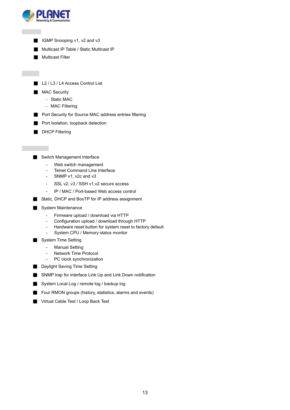 PLANET FGSW-2840 User Manual | Page 13 / 263