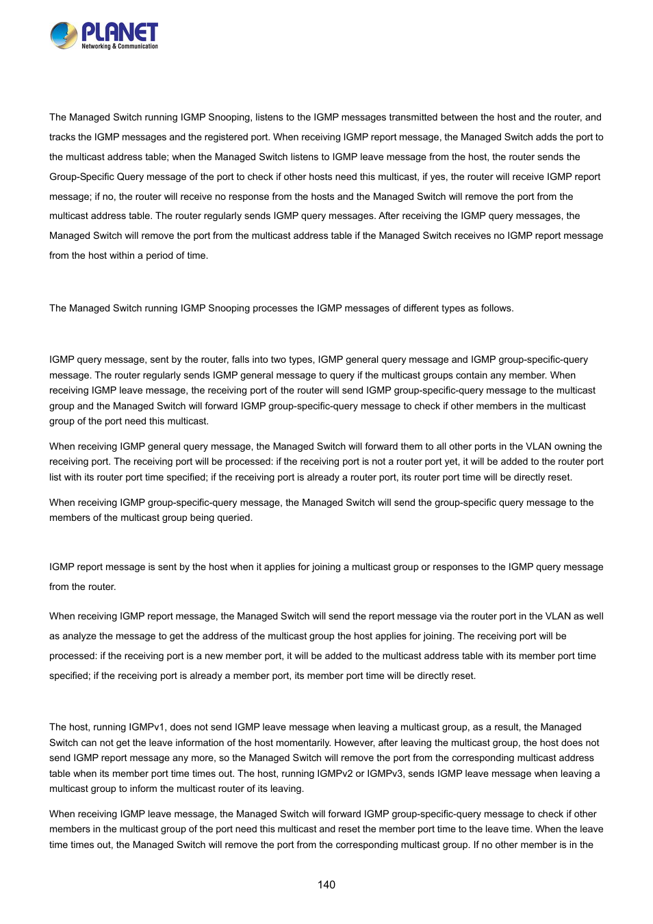 1 igmp snooping | PLANET FGSW-2840 User Manual | Page 140 / 263