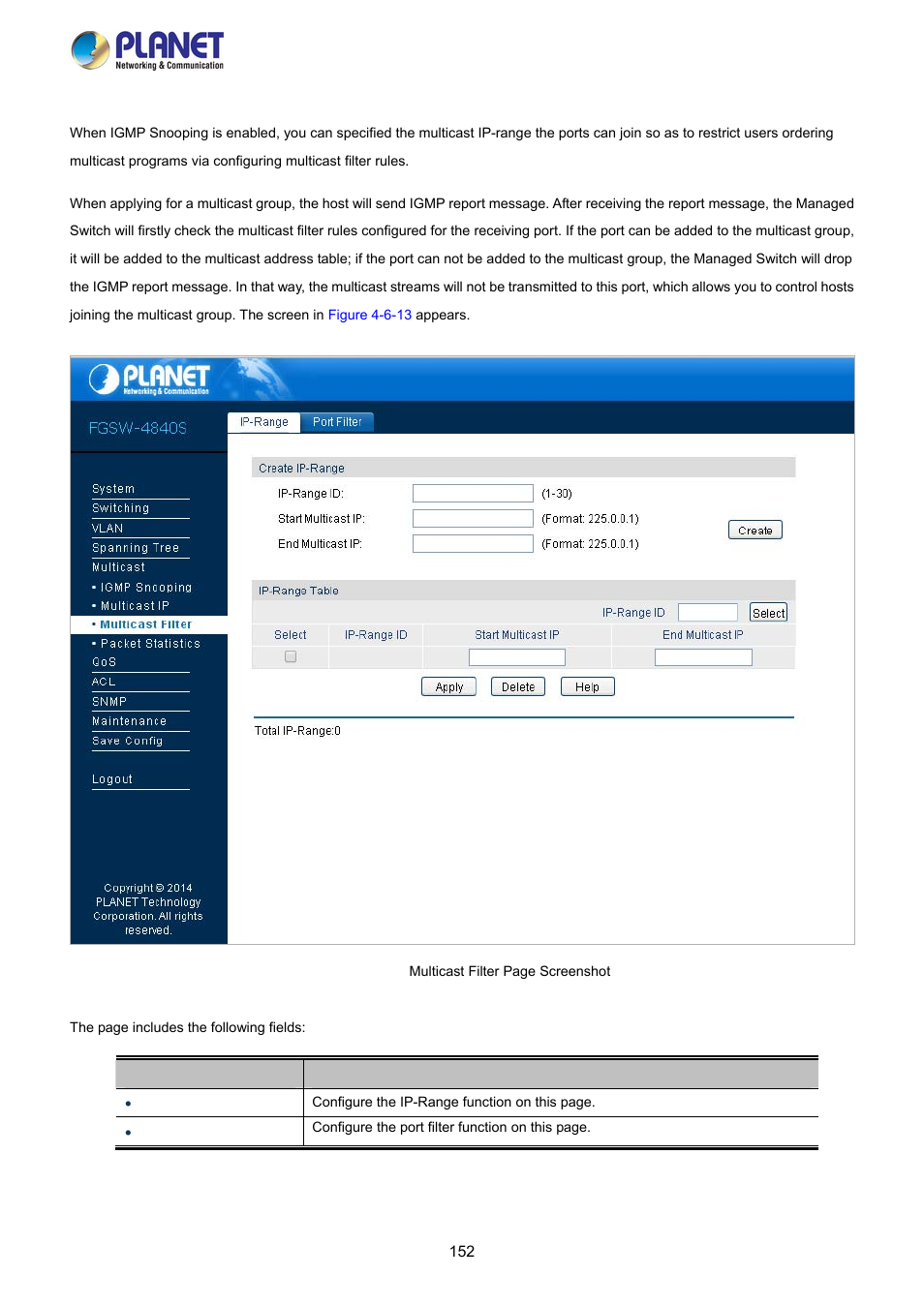 3 multicast filter | PLANET FGSW-2840 User Manual | Page 152 / 263