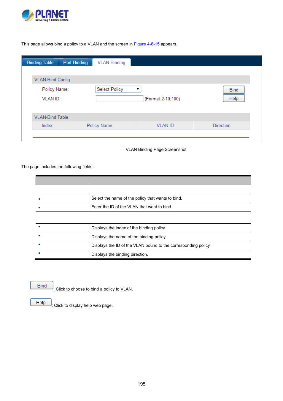 3 vlan binding | PLANET FGSW-2840 User Manual | Page 195 / 263