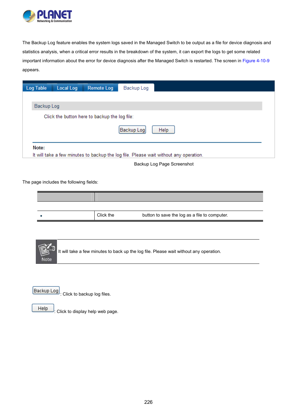 4 backup log | PLANET FGSW-2840 User Manual | Page 226 / 263