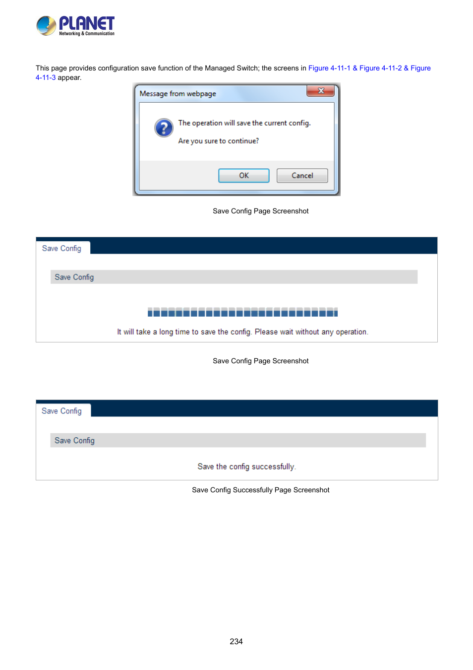 11 save config | PLANET FGSW-2840 User Manual | Page 234 / 263