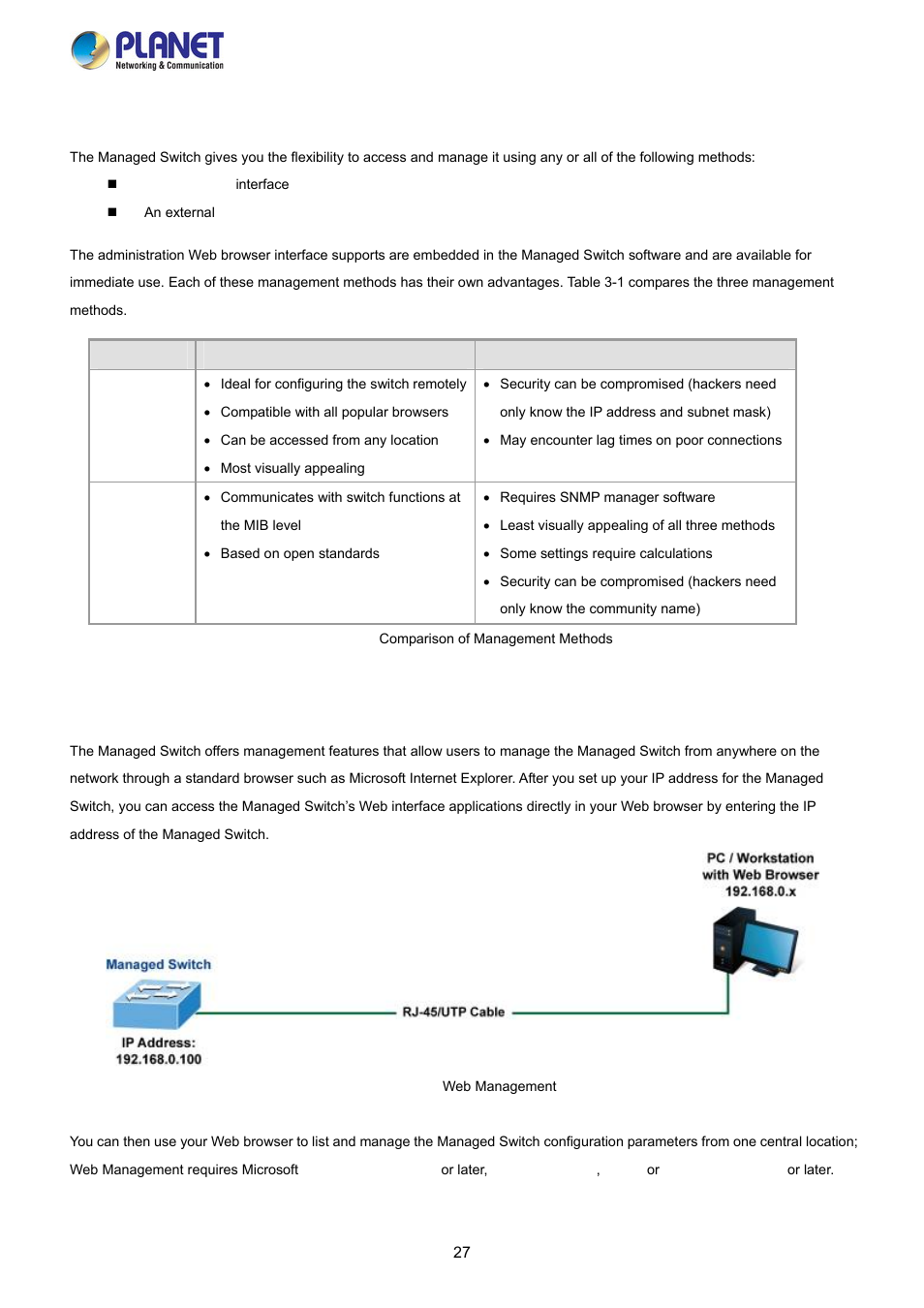 2 management access overview, 3 web management | PLANET FGSW-2840 User Manual | Page 27 / 263