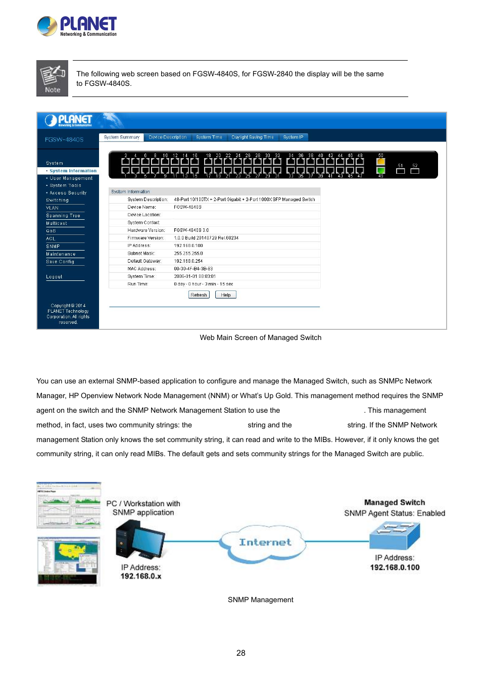 4 snmp-based network management | PLANET FGSW-2840 User Manual | Page 28 / 263