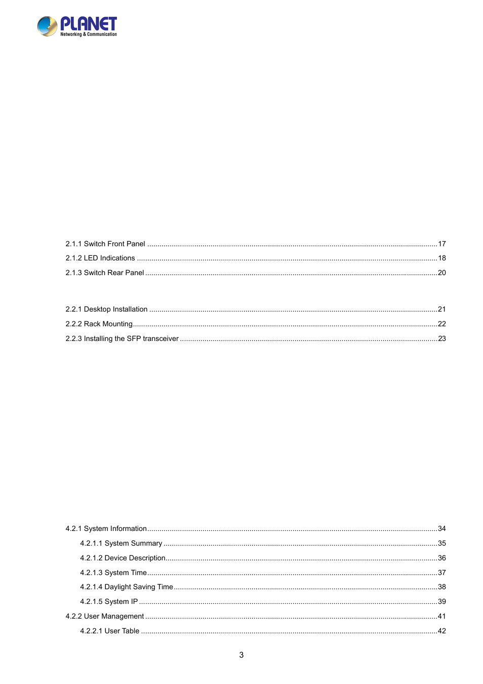 PLANET FGSW-2840 User Manual | Page 3 / 263