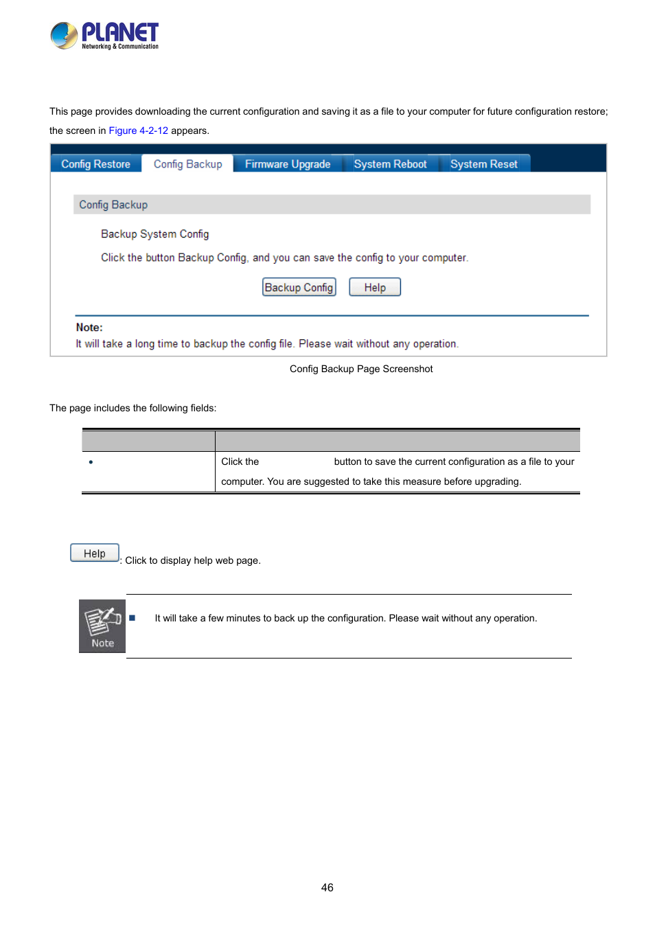 2 config backup | PLANET FGSW-2840 User Manual | Page 46 / 263