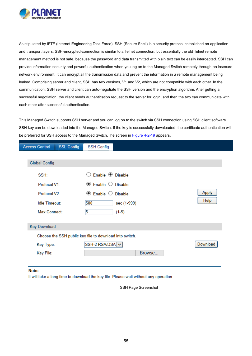 3 ssh config | PLANET FGSW-2840 User Manual | Page 55 / 263