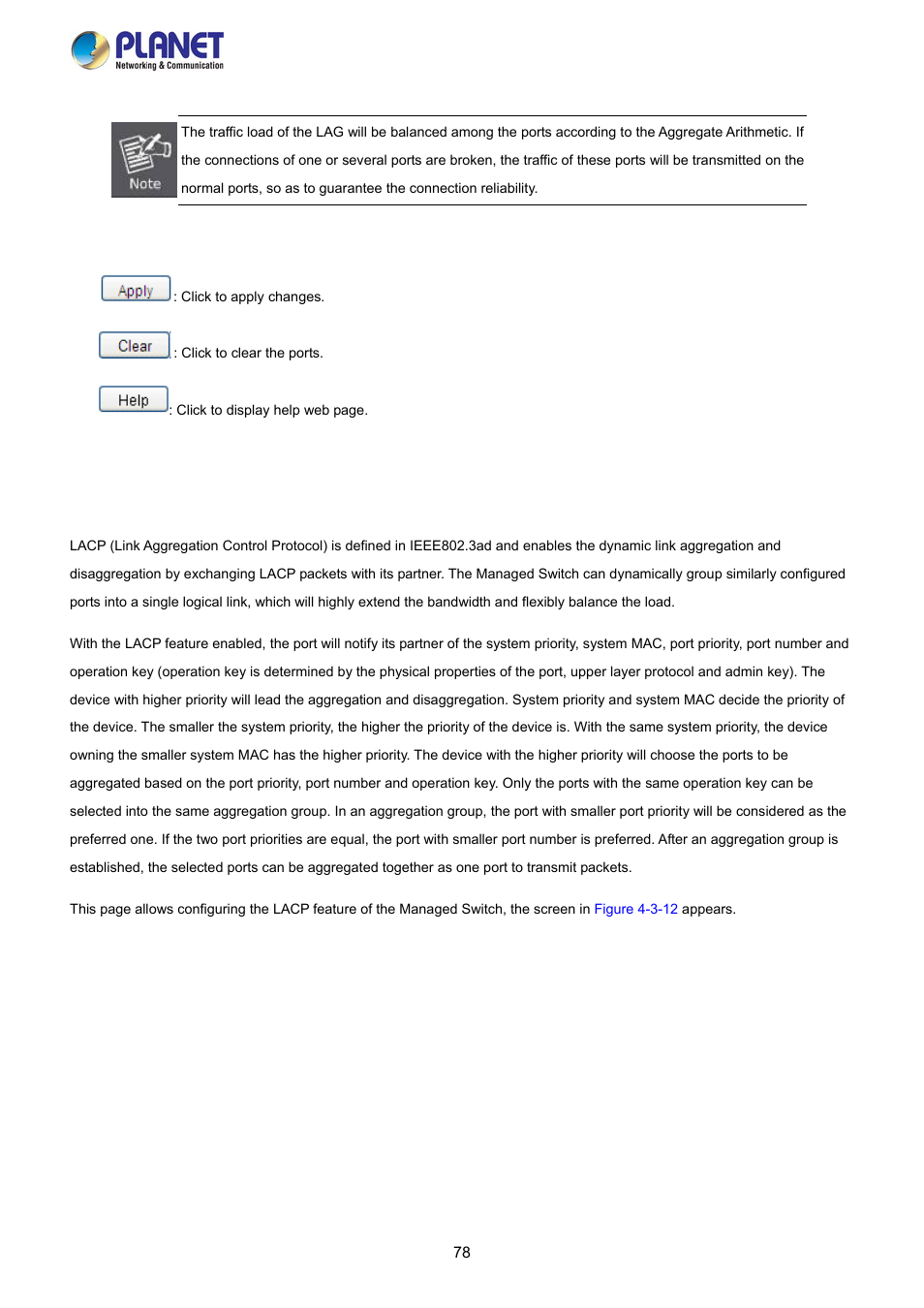 3 lacp config | PLANET FGSW-2840 User Manual | Page 78 / 263