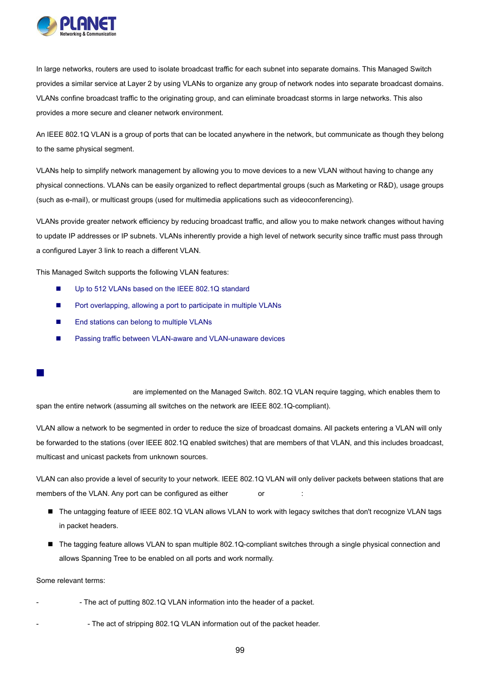 1 ieee 802.1q vlan | PLANET FGSW-2840 User Manual | Page 99 / 263