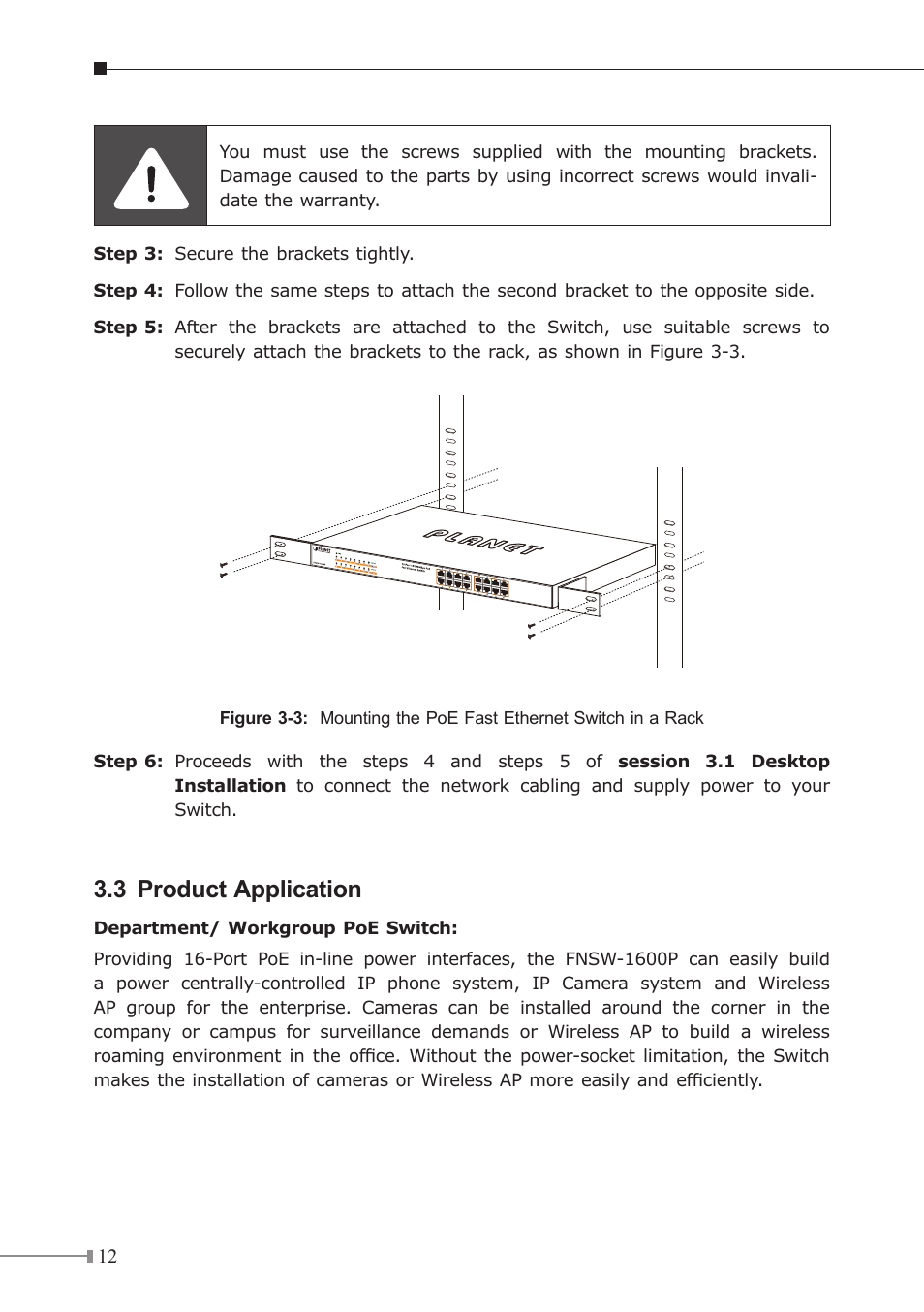 3 product application | PLANET FNSW-1600P User Manual | Page 12 / 20