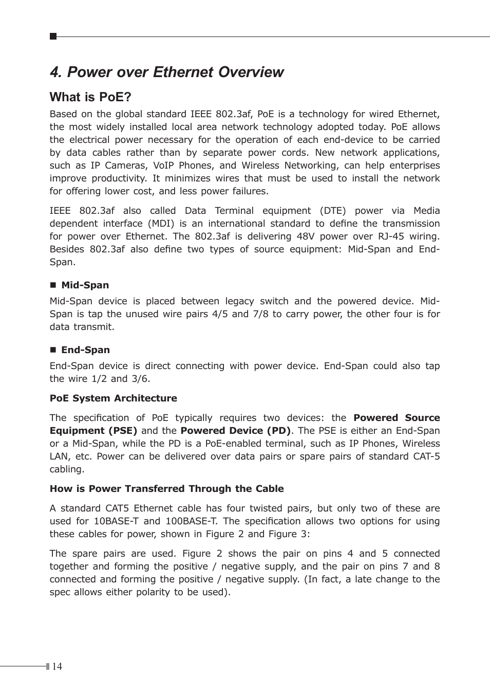 Power over ethernet overview, What is poe | PLANET FNSW-1600P User Manual | Page 14 / 20