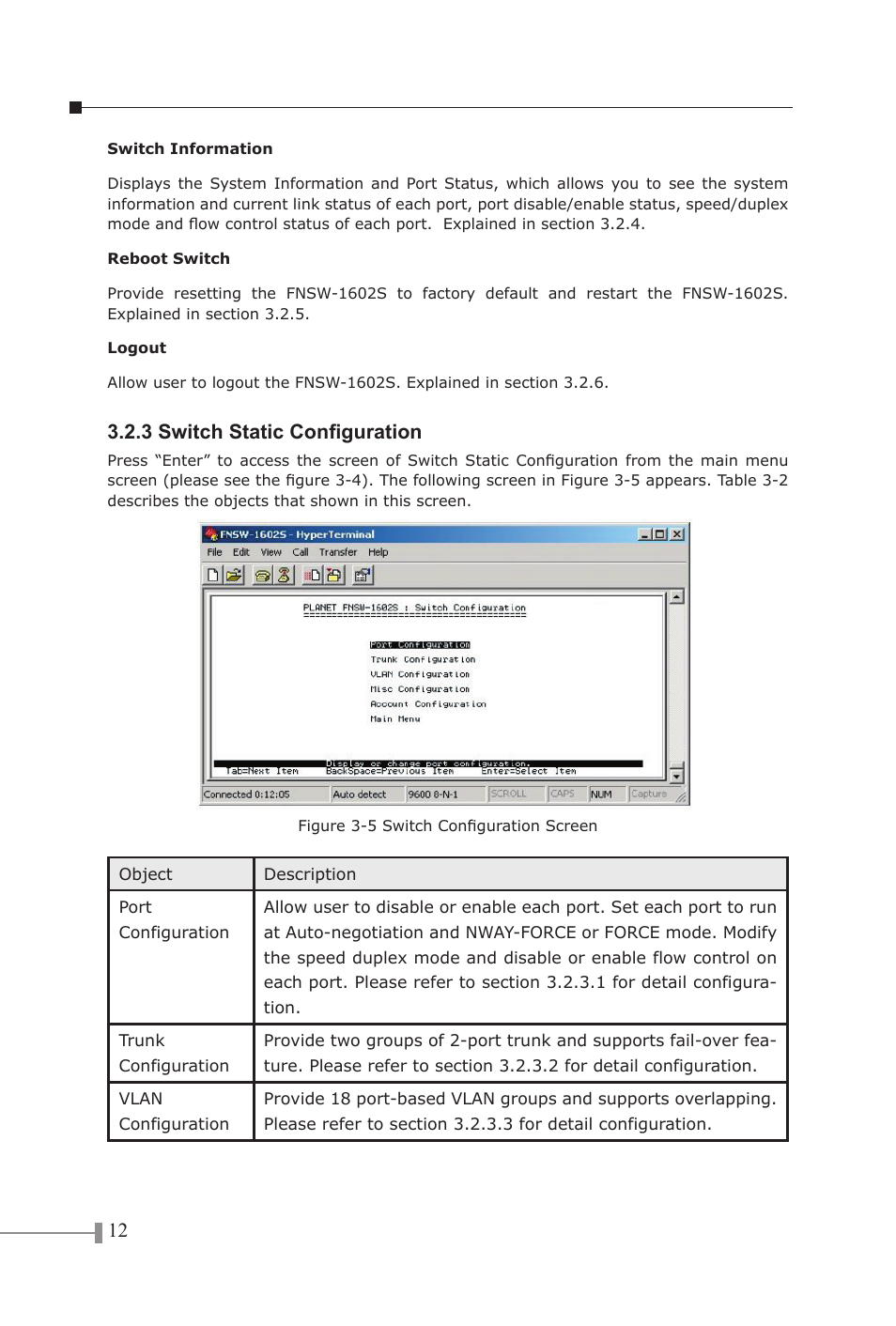 3 switch static configuration | PLANET FNSW-1602S User Manual | Page 14 / 43